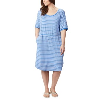 Columbia PFG Slack Water Knit Plus Size, Vestidos Azules Rayas Para Mujer | 073125-PYT